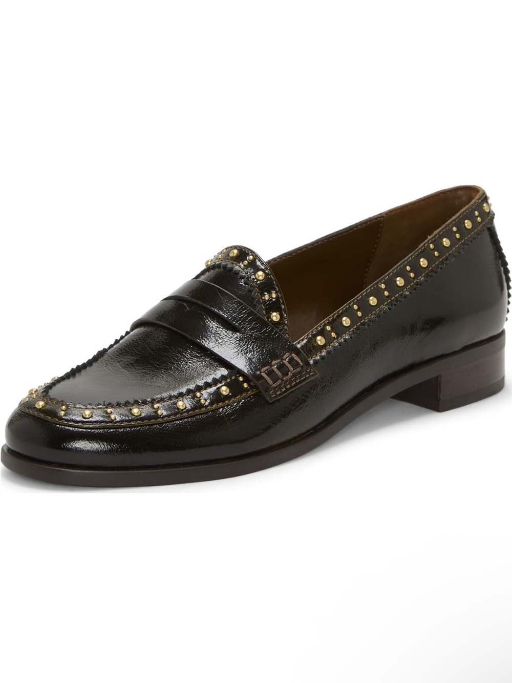 Vince Camuto Studded Leather Penny Loafer in Dark Brown